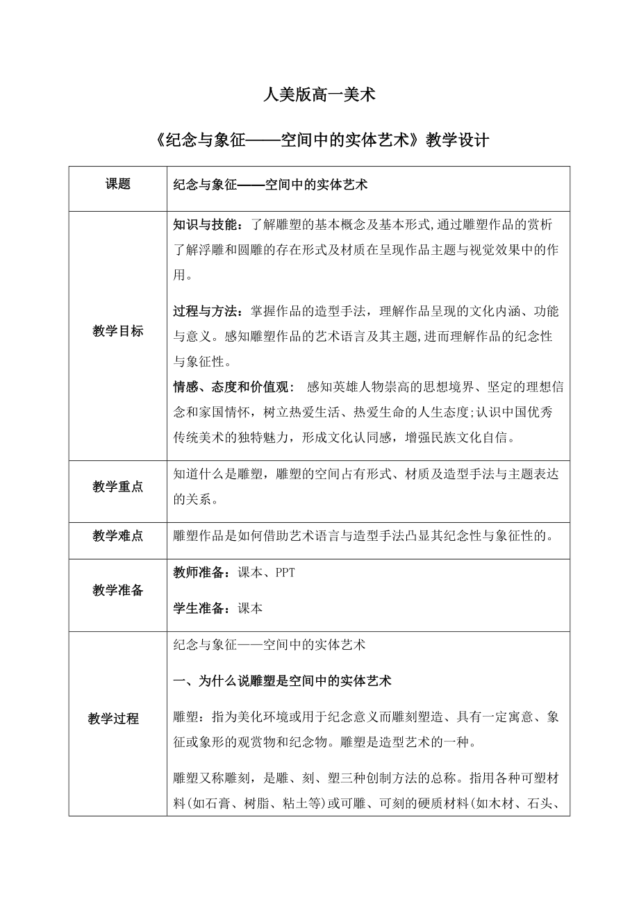 3.1 纪念与象征-空间中的实体艺术 ppt课件（含教学设计）-（2019新）人美版《高中美术》美术鉴赏.rar