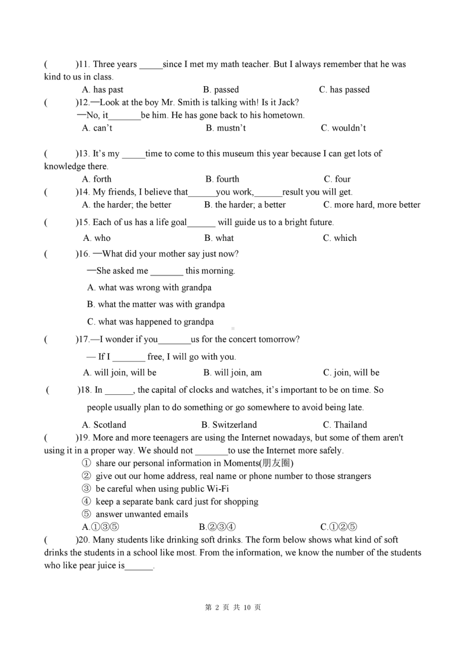 黑龙江省哈尔滨市第一二五2022年毕业学年模拟测试（一）英语学科试卷.pdf_第2页