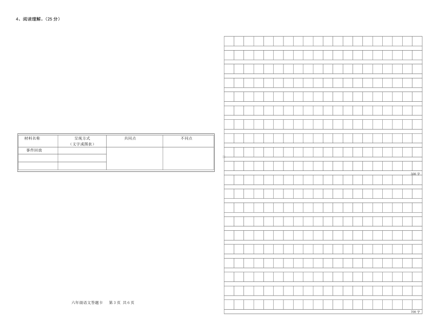 2022 六年级下册语文 3-4单元答题卡.doc_第2页