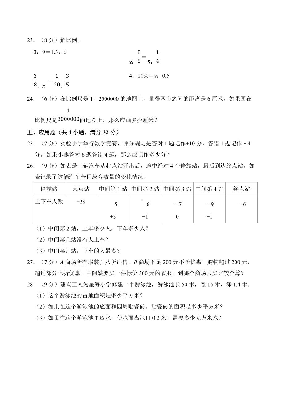 人教版数学六年级下册（期中测试AB卷）A基础测试（有答案）.doc_第3页