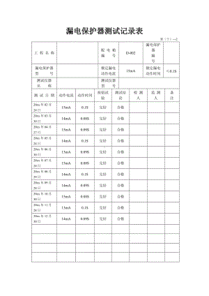 漏电保护器测试记录表.docx