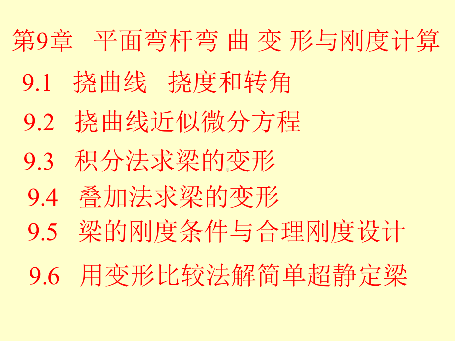 材料力学第9章-梁的挠度和刚度计算课件.ppt_第1页