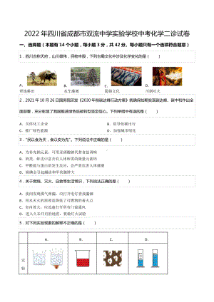 2022年四川省成都市双流 实验 中考化学二诊试卷.docx