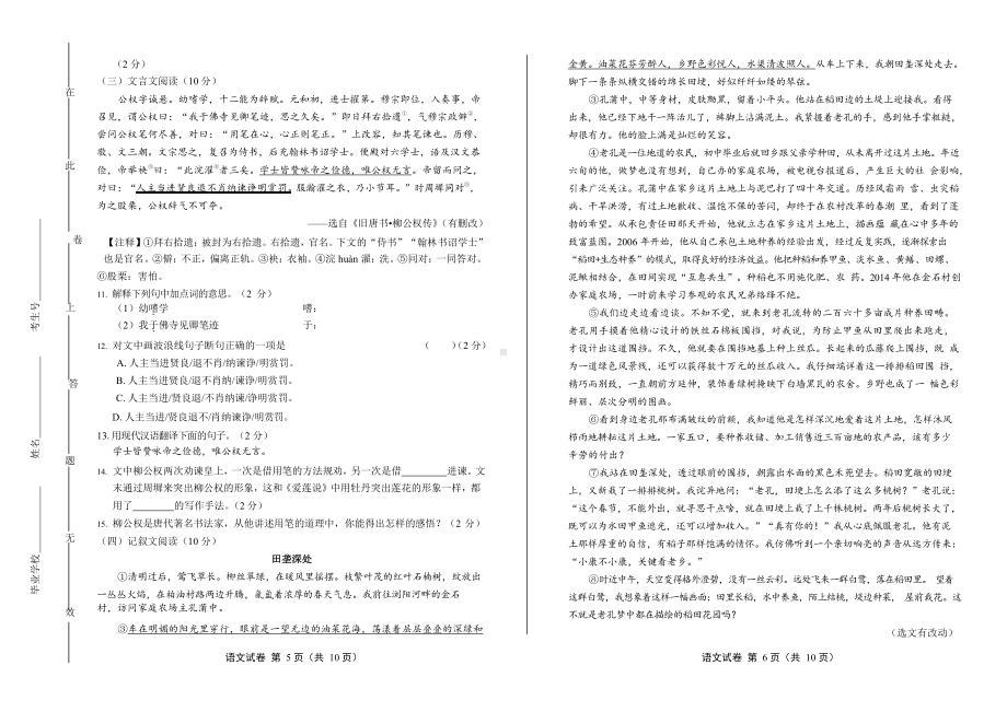 2020年湖北省襄阳中考语文试卷附真卷答案.docx_第3页