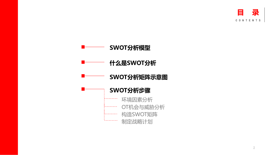 图文红色系简约swot分析报告PPT课件模板.pptx_第2页