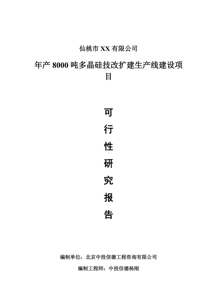 年产8000吨多晶硅技改扩建项目可行性研究报告建议书.doc_第1页