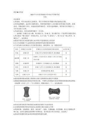 山东省2022年普通高中学业水平等级考试 历史 试题（含解析）.docx