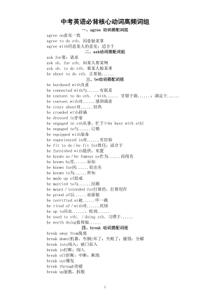 初中英语中考必背核心动词高频词组（共32个）.doc