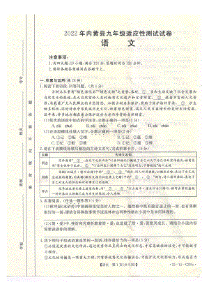 2022年河南省安阳市内黄县九年级适应性测试试卷语文试题.pdf