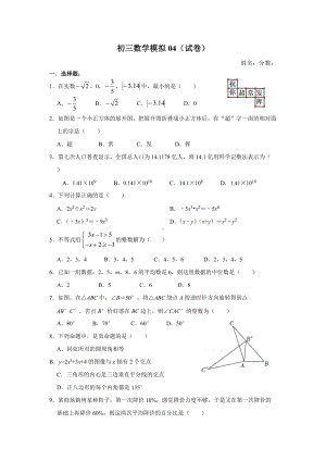 2022年深圳数学中考模拟（试卷）.docx