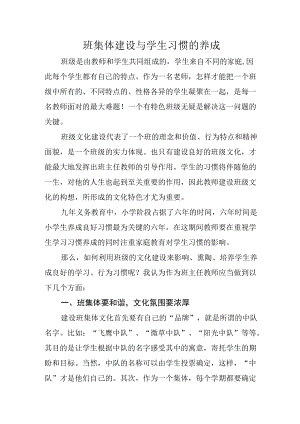 班集体建设与学生习惯的养成.docx