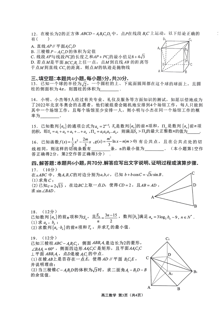 广东省2022届高三下学期5月联考 数学 试题（含答案）.pdf_第3页