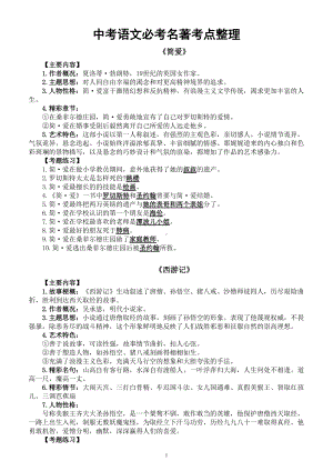 初中语文2022中考复习必考名著考点整理（含习题）.doc