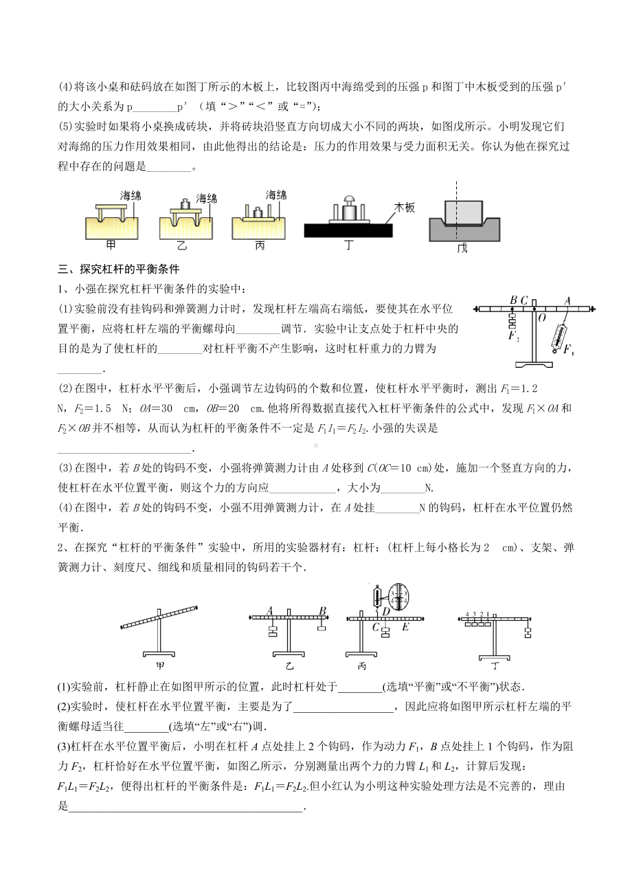 2021-2022学年人教版物理八年级下学期实验探究专题训练.docx_第2页