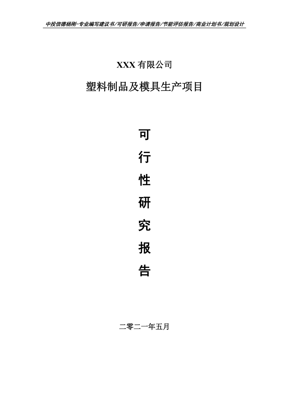 塑料制品及模具生产项目可行性研究报告建议书案例.doc_第1页