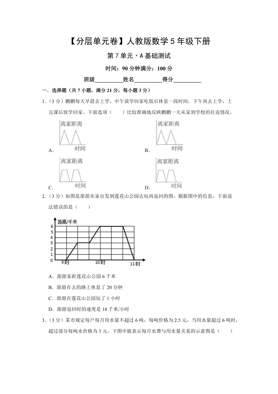 （分层单元卷）人教版数学5年级下册第7单元·A基础测试.docx_第1页