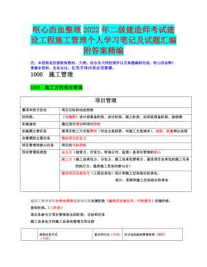 呕心沥血整理2022年二级建造师考试建设工程施工管理个人学习笔记及试题汇编附答案精编备考可编辑.docx