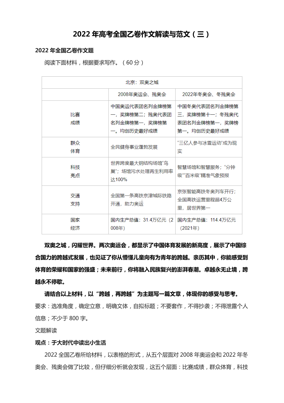 2022年高考全国乙卷作文解读与范文（三）.docx_第1页