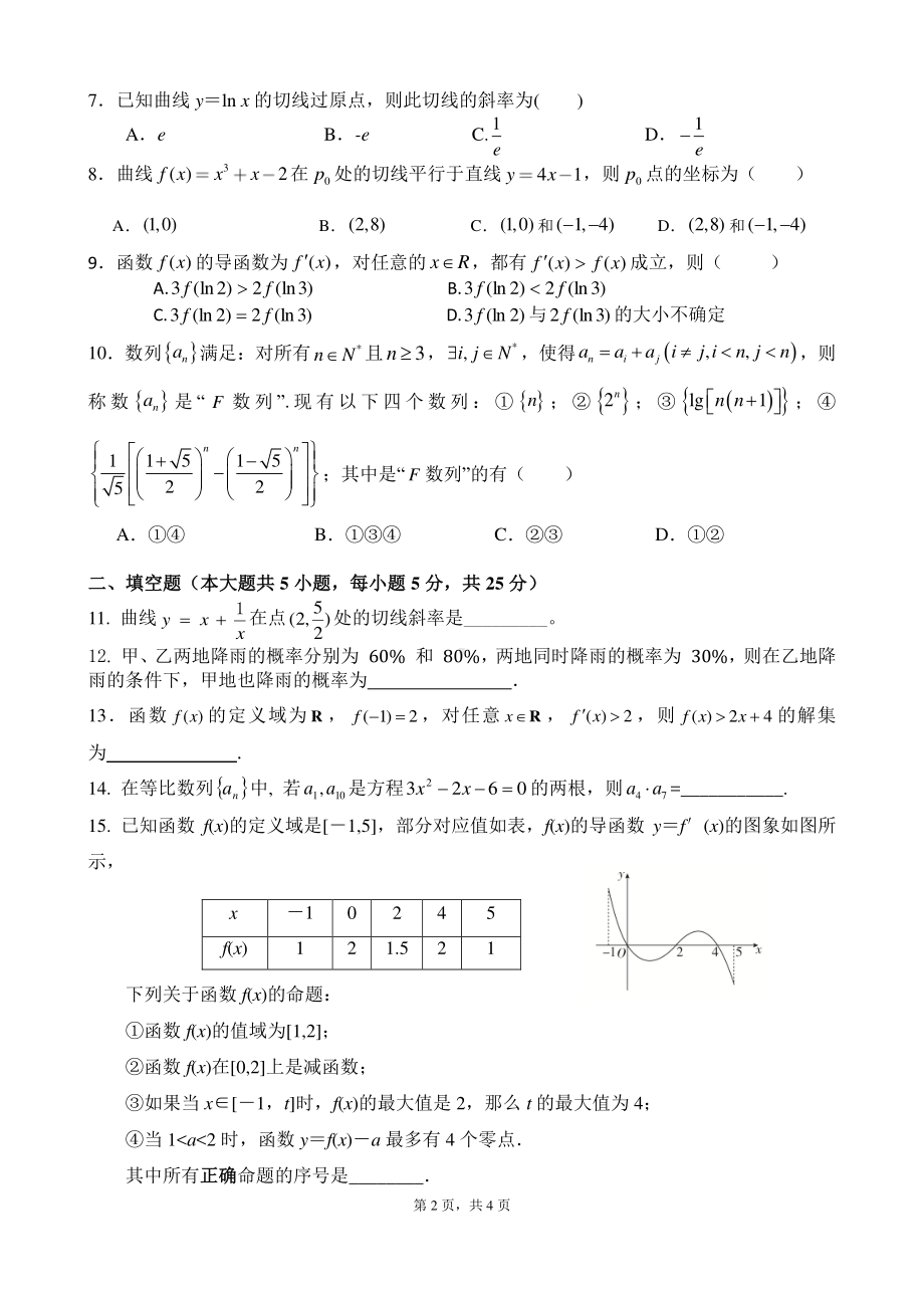 北京市北师大附属实验 2021-2022高二下学期数学月考试题.pdf_第2页