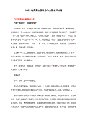 2022年高考全国甲卷作文题名师点评.docx