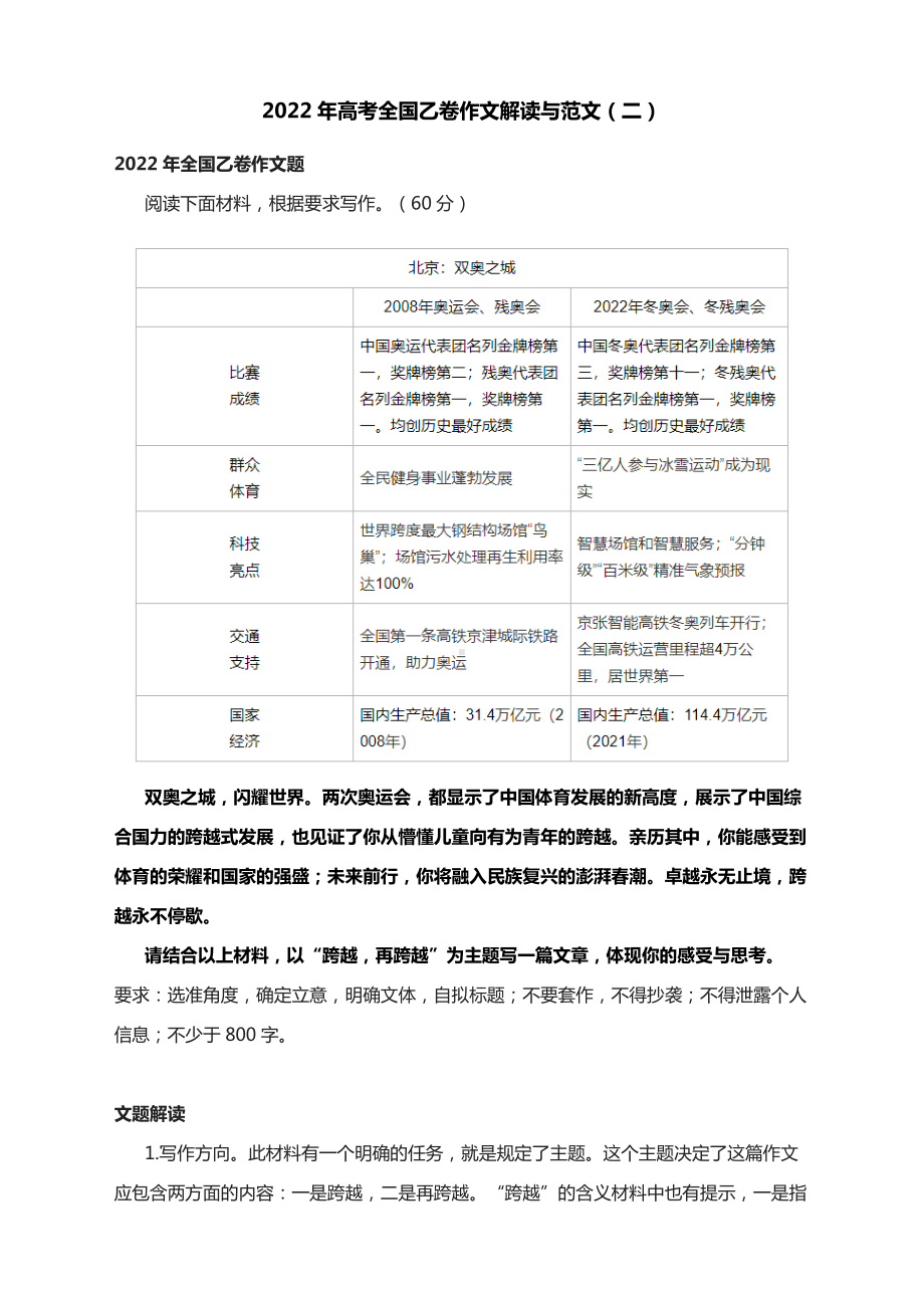 2022年高考全国乙卷作文解读与范文（二）.docx_第1页