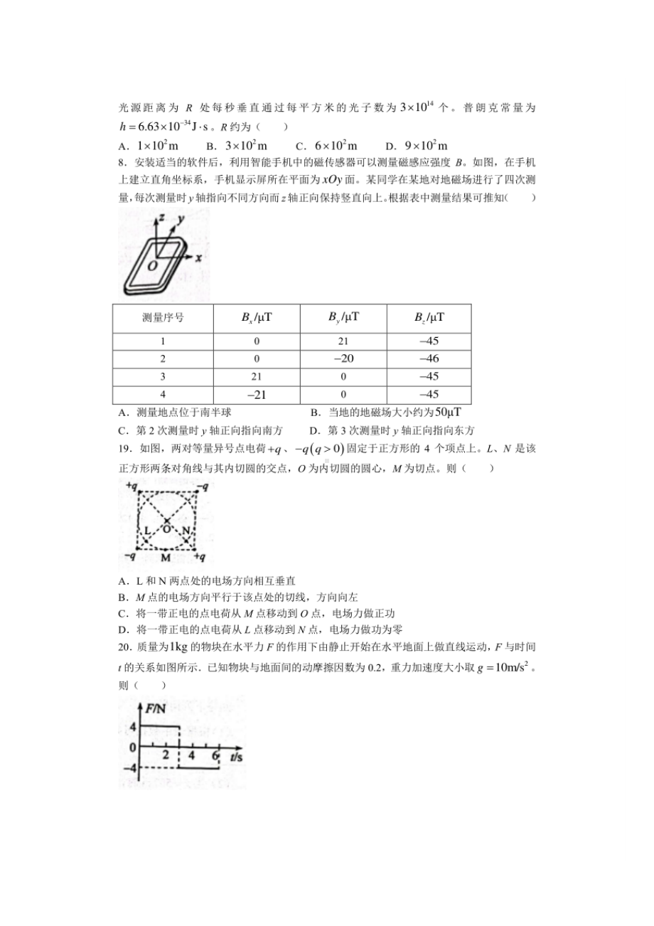 2022年全国普通高等学校招生统一考试（全国乙卷 ） 物理.docx_第2页