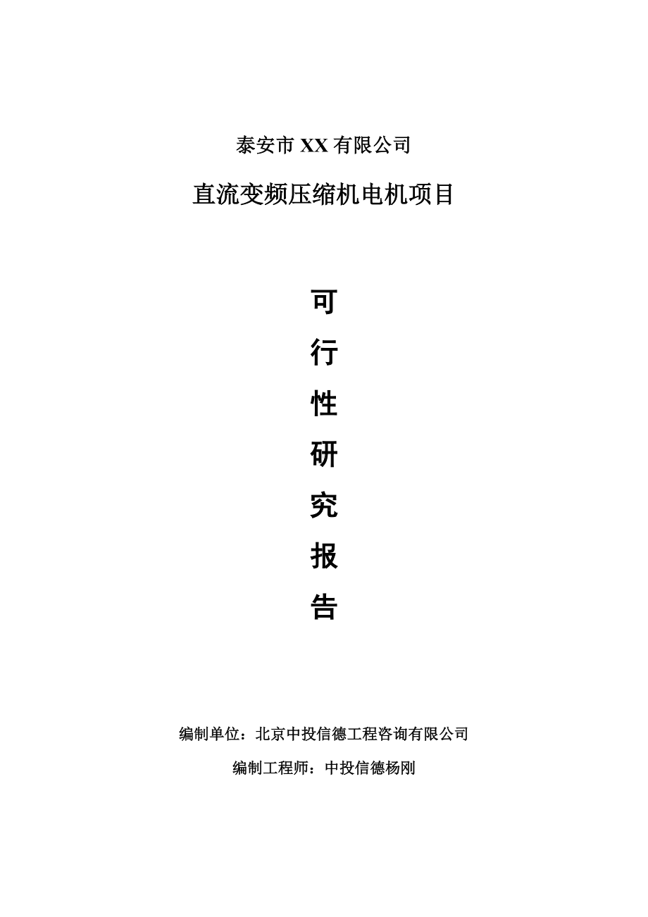 直流变频压缩机电机项目可行性研究报告建议书.doc_第1页