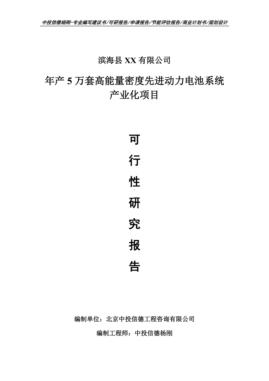 年产5万套高能量密度先进动力电池系统产业化可行性研究报告.doc_第1页