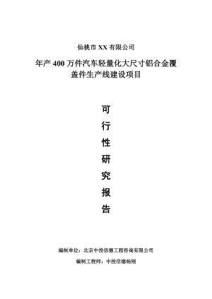 年产400万件汽车轻量化大尺寸铝合金覆盖件可行性研究报告建议书.doc