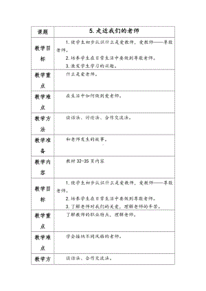 部编版三年级道德与法治上册《5.走近我们的老师》教案（定稿）.docx