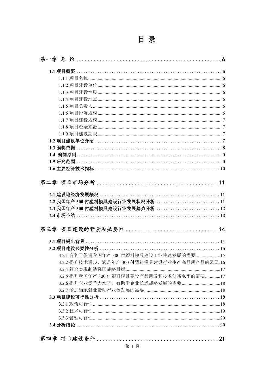 年产300付塑料模具建设项目可行性研究报告申请书模板.doc_第2页