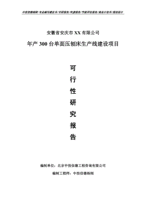 年产300台单面压刨床生产项目可行性研究报告申请报告.doc