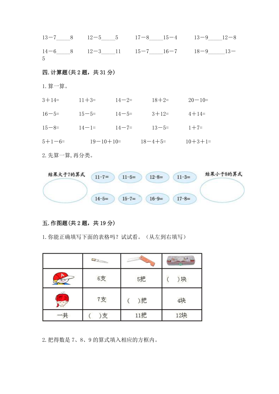 人教版一年级下册数学第二单元 20以内的退位减法 测试卷精品（巩固）.docx_第3页