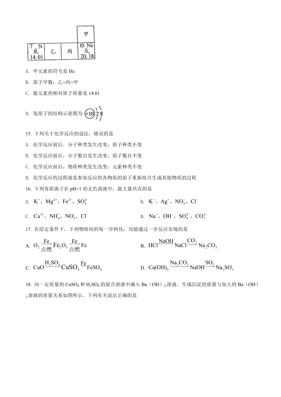 2022年广西北部湾经济区中考化学真题（含答案）.docx_第3页