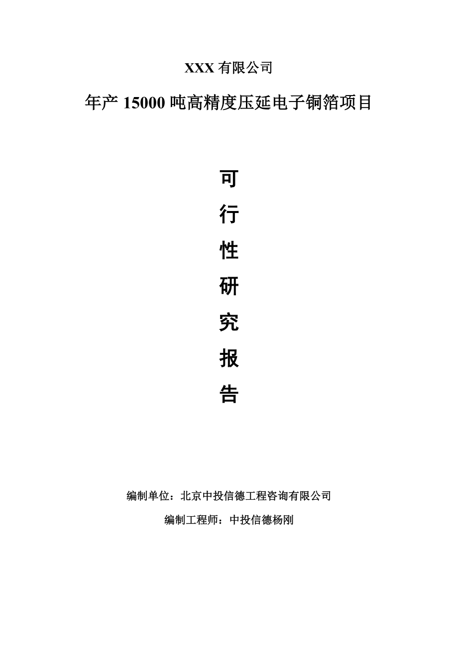 年产15000吨高精度压延电子铜箔可行性研究报告建议书.doc_第1页