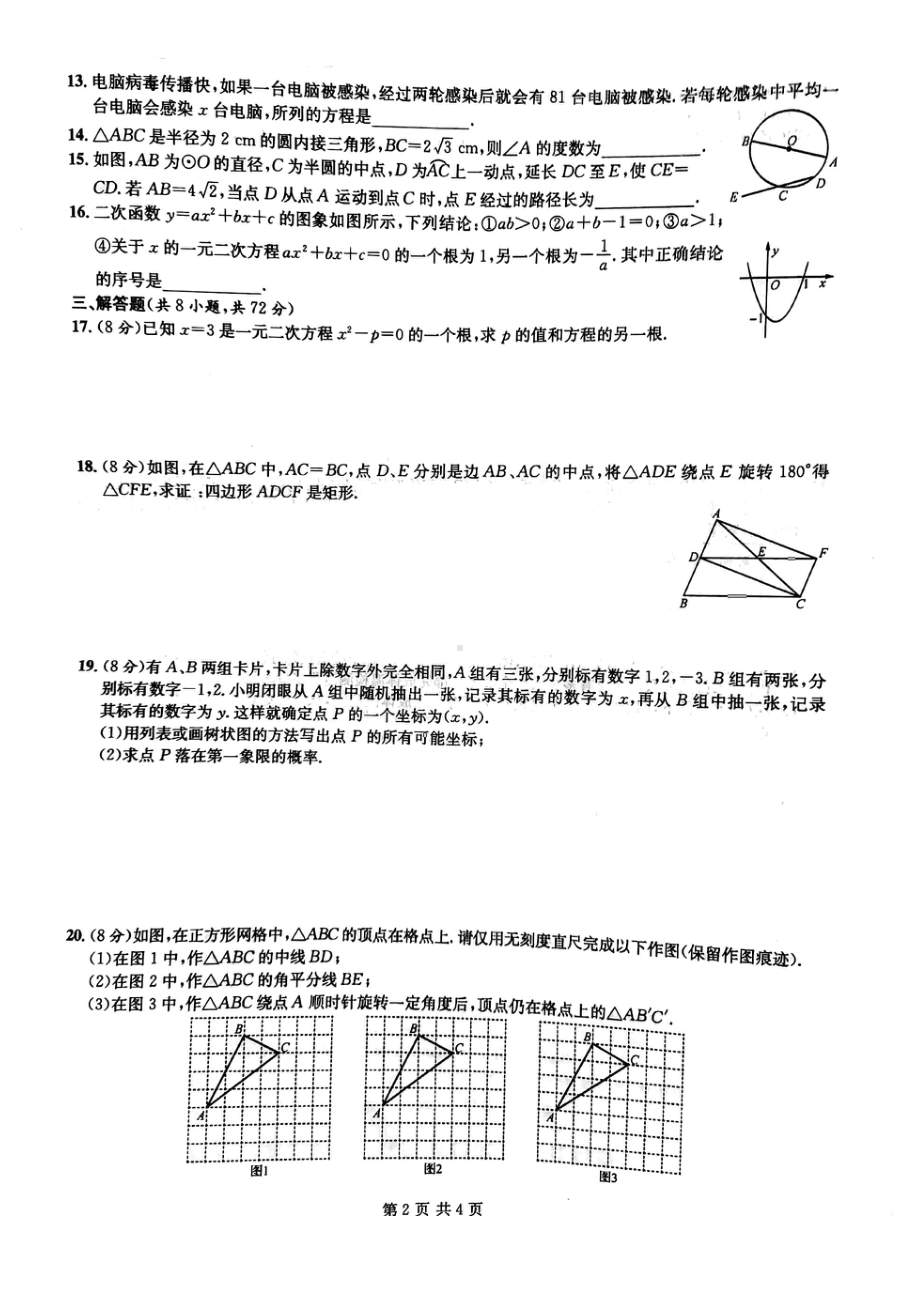 湖北省武汉市2021-2022学年元调九年级数学模拟卷（三）.pdf_第2页