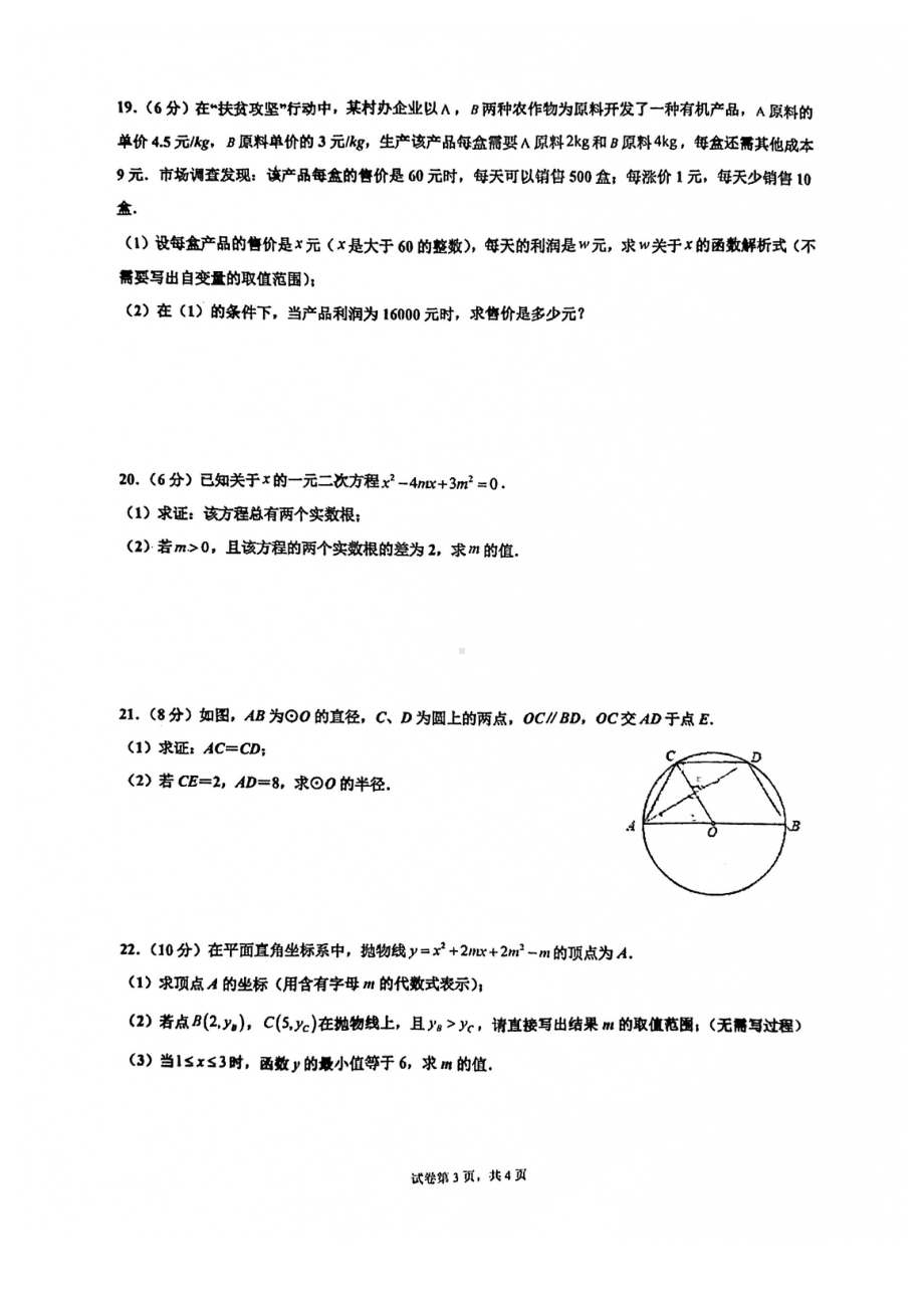 广东省广州市南沙区广州外国语 2021~2022学年九年级上学期期中数学试卷.pdf_第3页