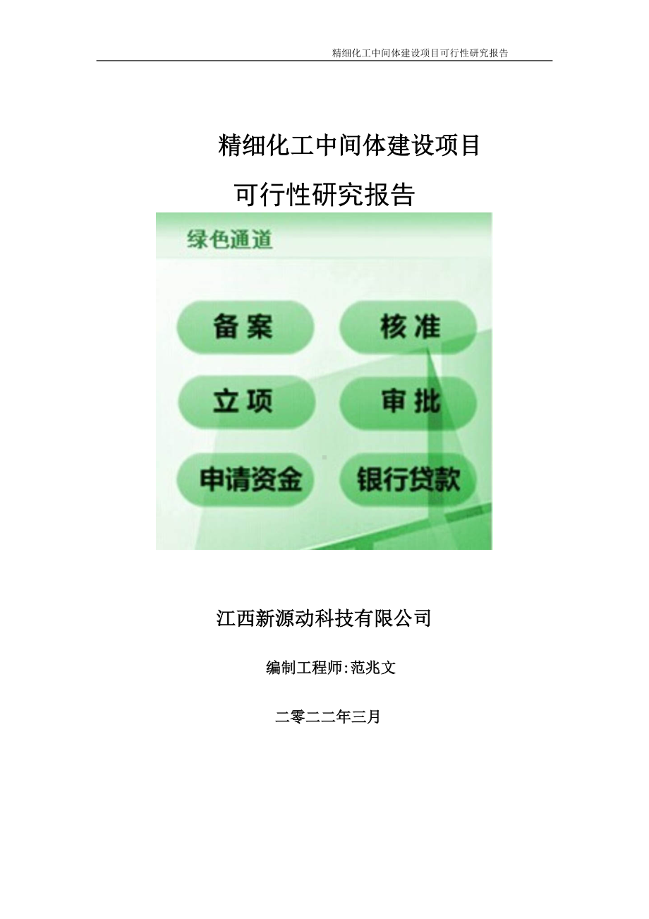 精细化工中间体项目可行性研究报告-申请建议书用可修改样本.doc_第1页