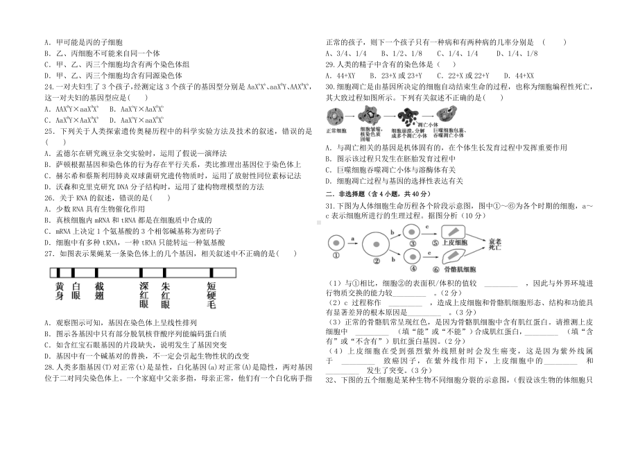 新疆伊宁市第一 2021-2022学年高三上学期期中考试生物试题.pdf_第3页