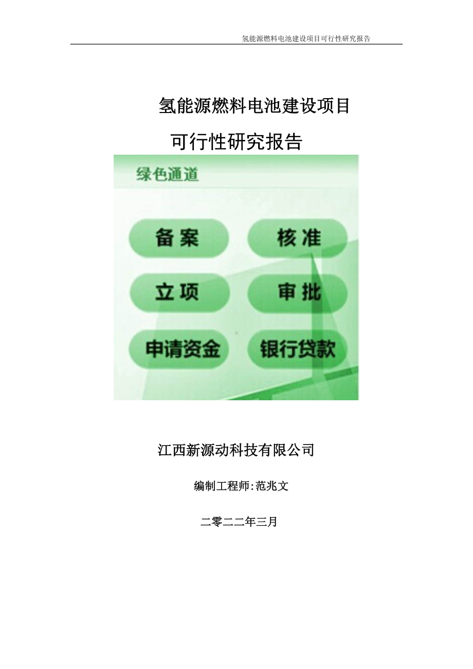 氢能源燃料电池项目可行性研究报告-申请建议书用可修改样本.doc_第1页