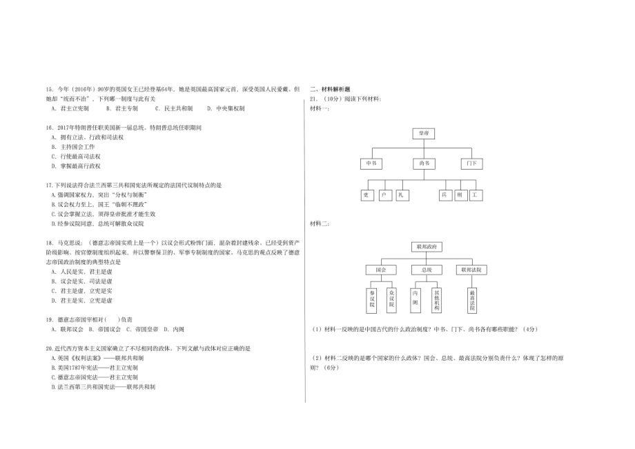 宁夏银川市第六 2021-2022学年上学期高一历史期中试题.pdf_第2页