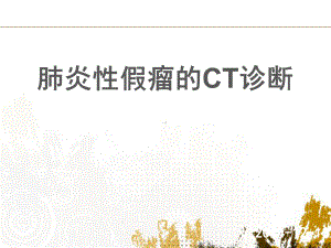 肺炎性假瘤的CT诊断-ppt课件.ppt