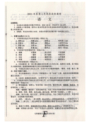 河南省南阳市方城县2021-2022学年七年级上学期期中考试语文试卷.pdf