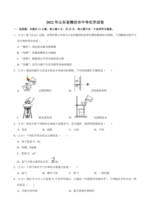 2022年山东省潍坊市中考化学真题 .docx