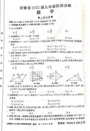 安徽省2021～2022学年九年级第三次月考 （阶段诊断） 数学 .pdf