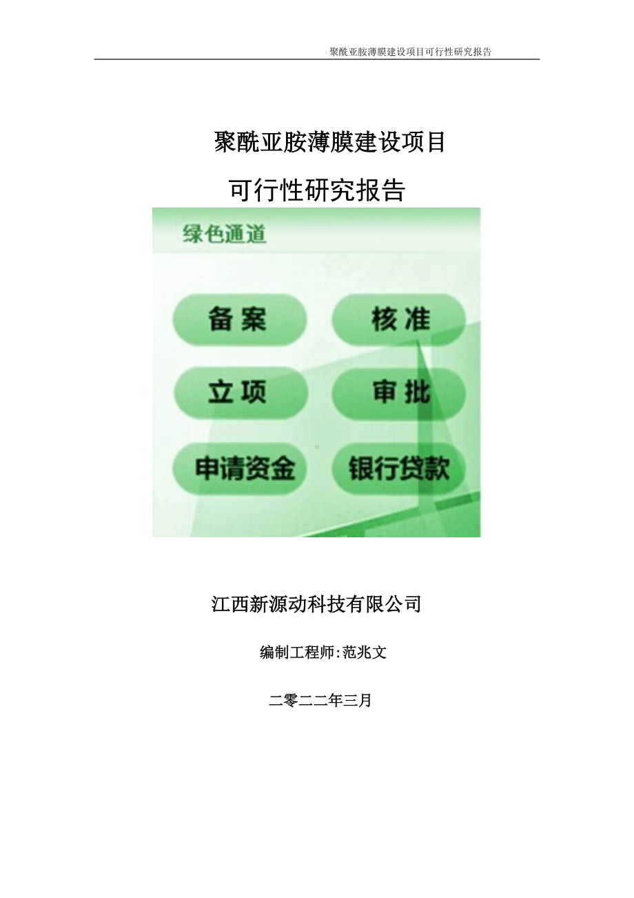 聚酰亚胺薄膜项目可行性研究报告-申请建议书用可修改样本.doc_第1页