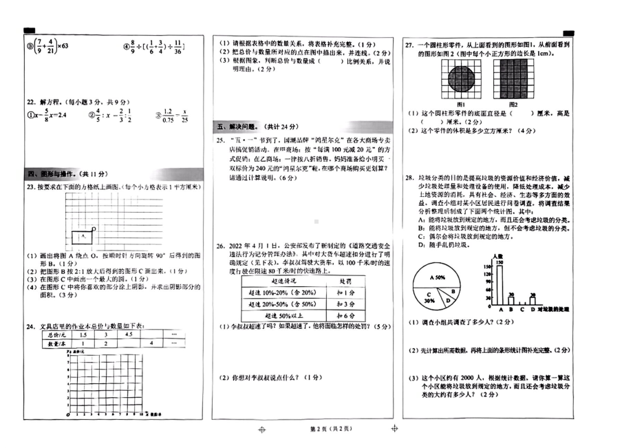 2022年云南省昆明市西山区六年级下学期数学期末测试.pdf_第2页