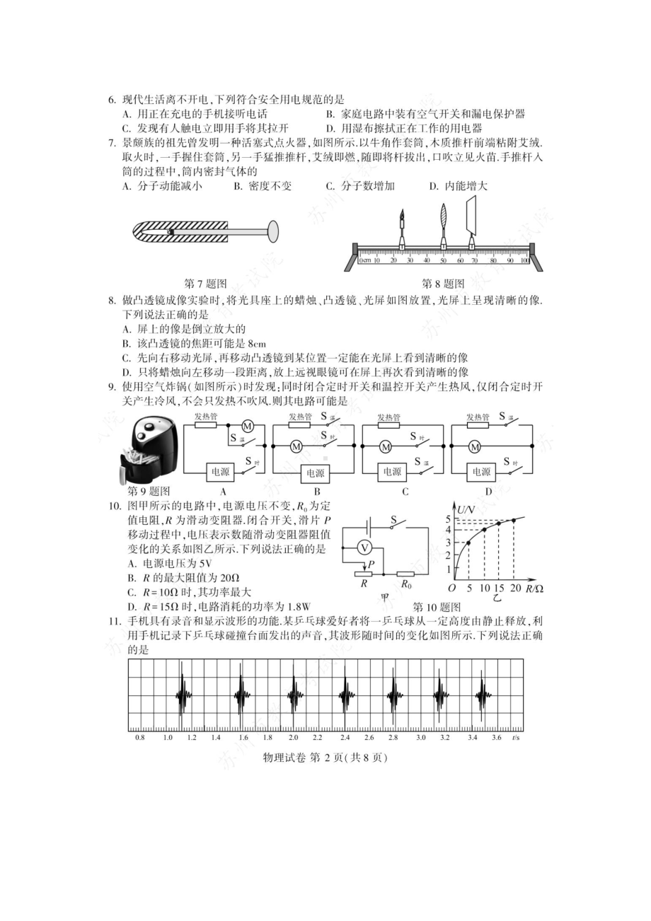 2022年江苏苏州中考物理试题及答案.doc_第2页