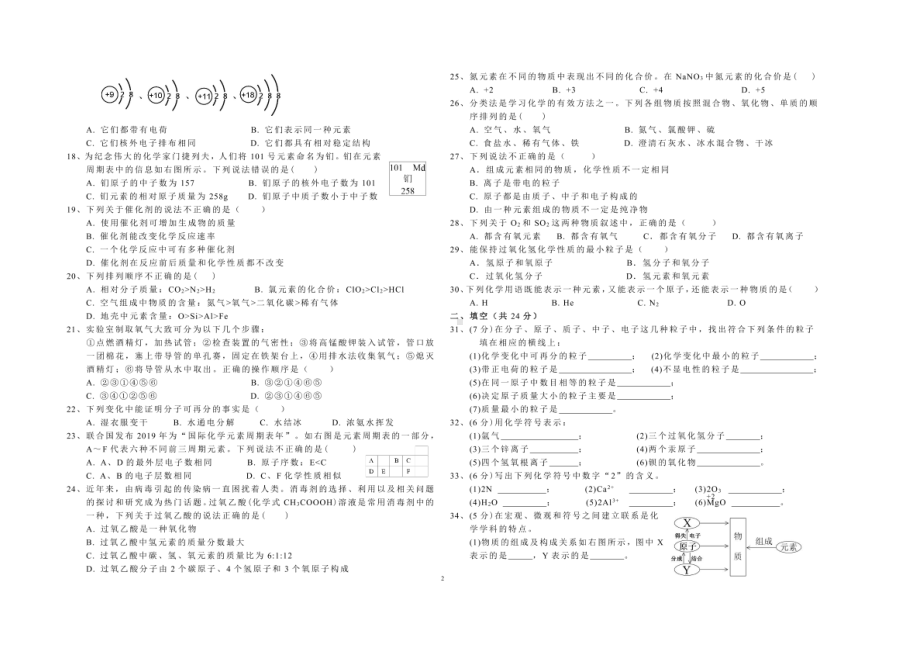 宁夏银川市第六 2021-2022学年九年级上学期期中考试化学试卷.pdf_第2页