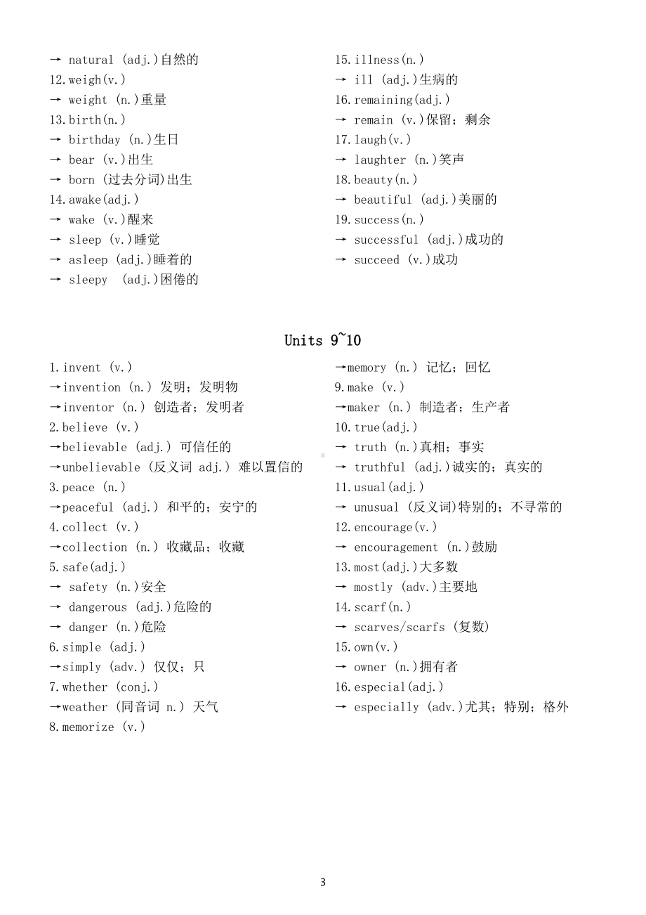 初中英语人教版八年级上册词汇扩展汇总（分单元编排）.docx_第3页